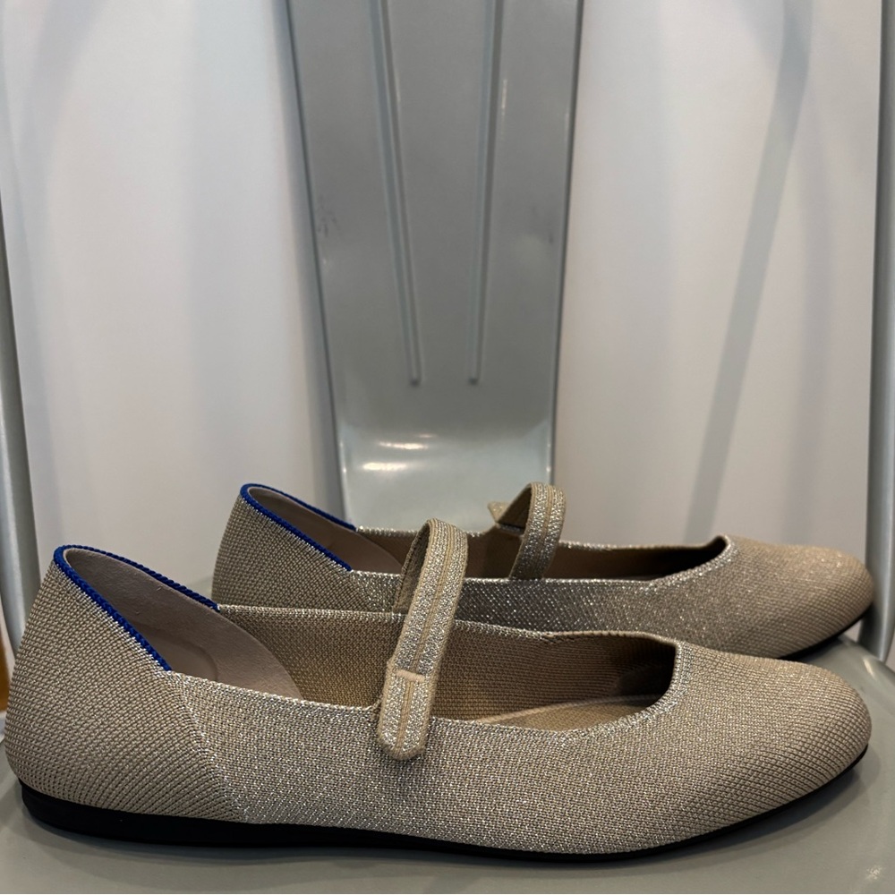 Rothy's “The Square Mary Jane” - metallic gold, size 9.5